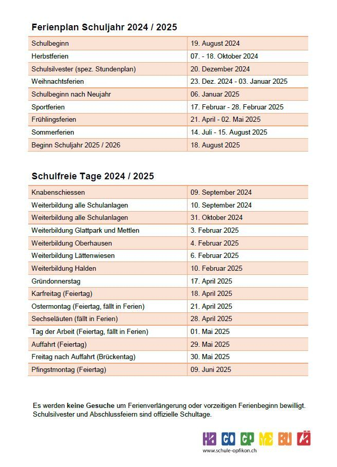 Ferienplan